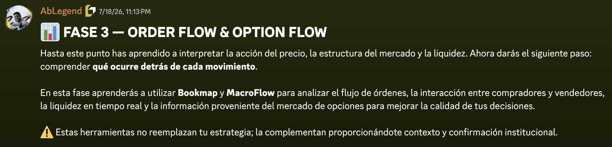 Presentación de la Fase 3: Order Flow y Option Flow.